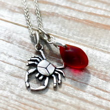 Load image into Gallery viewer, PENDANT . crab charm . red