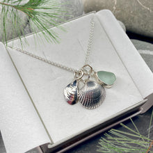 Load image into Gallery viewer, a. PENDANT . sea shell and sea glass cluster
