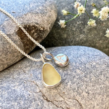 Load image into Gallery viewer, a. PENDANT . sea glass &amp; initial pebble charm
