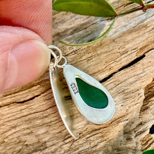a. PENDANT . sea glass & leaf print charm