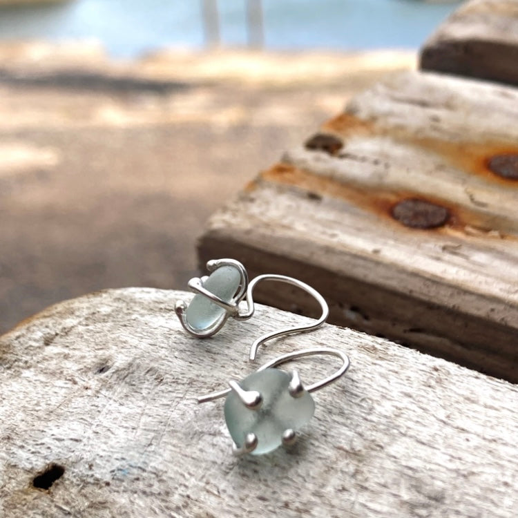 a. EARRINGS . dangles . seafoam green