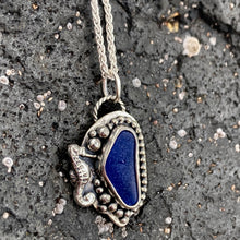 Load image into Gallery viewer, a. PENDANT . seahorse. cobalt blue sea glass
