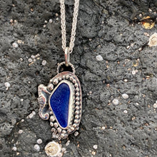 Load image into Gallery viewer, a. PENDANT . seahorse. cobalt blue sea glass
