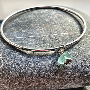 BANGLE . sea glass charm